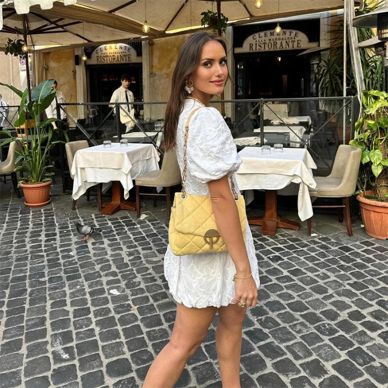 Women's V-Neck Embroidered Mini Dress