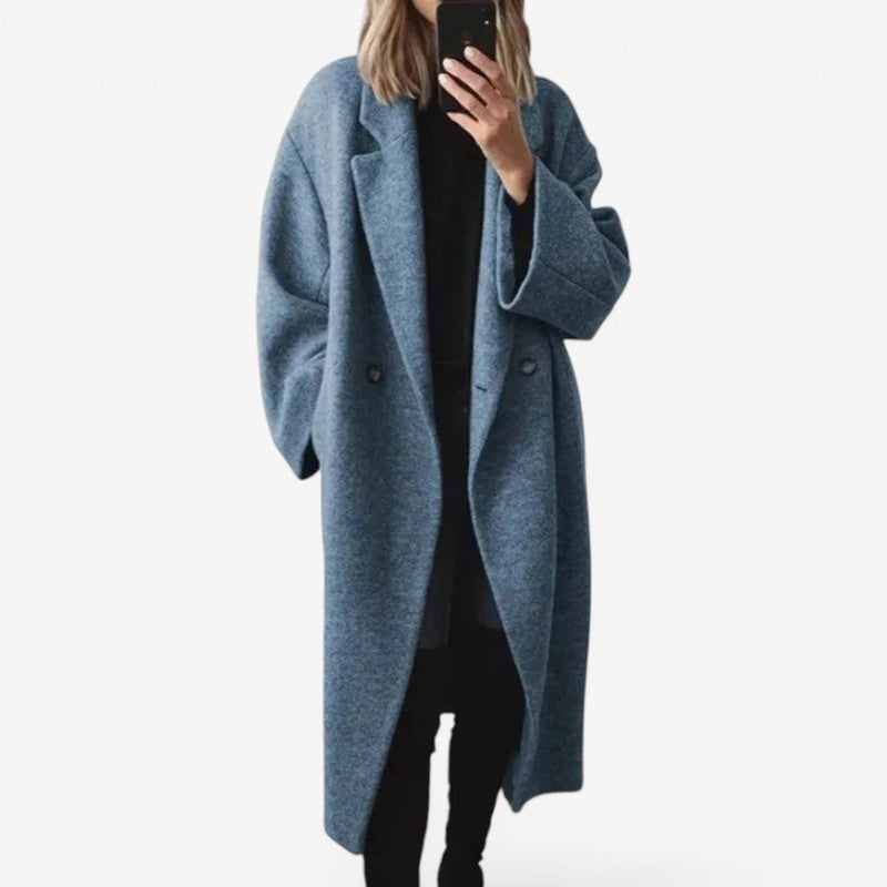 Women’s Long Button-Up Coat with Pockets