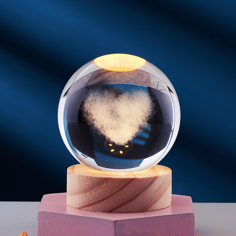 Luminous 3D - Luminous 3D Crystal Sphere Night Lamp 3D Laser-Engraved Crystal Design with Mesmerizing Glow | Adjustable Color-Changing LED Lighting for Cozy Ambiance | Energy-Efficient Nightlight for Bedroom, Living Space or Office