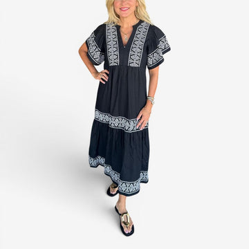Women’s Printed V-Neck Midi Dress