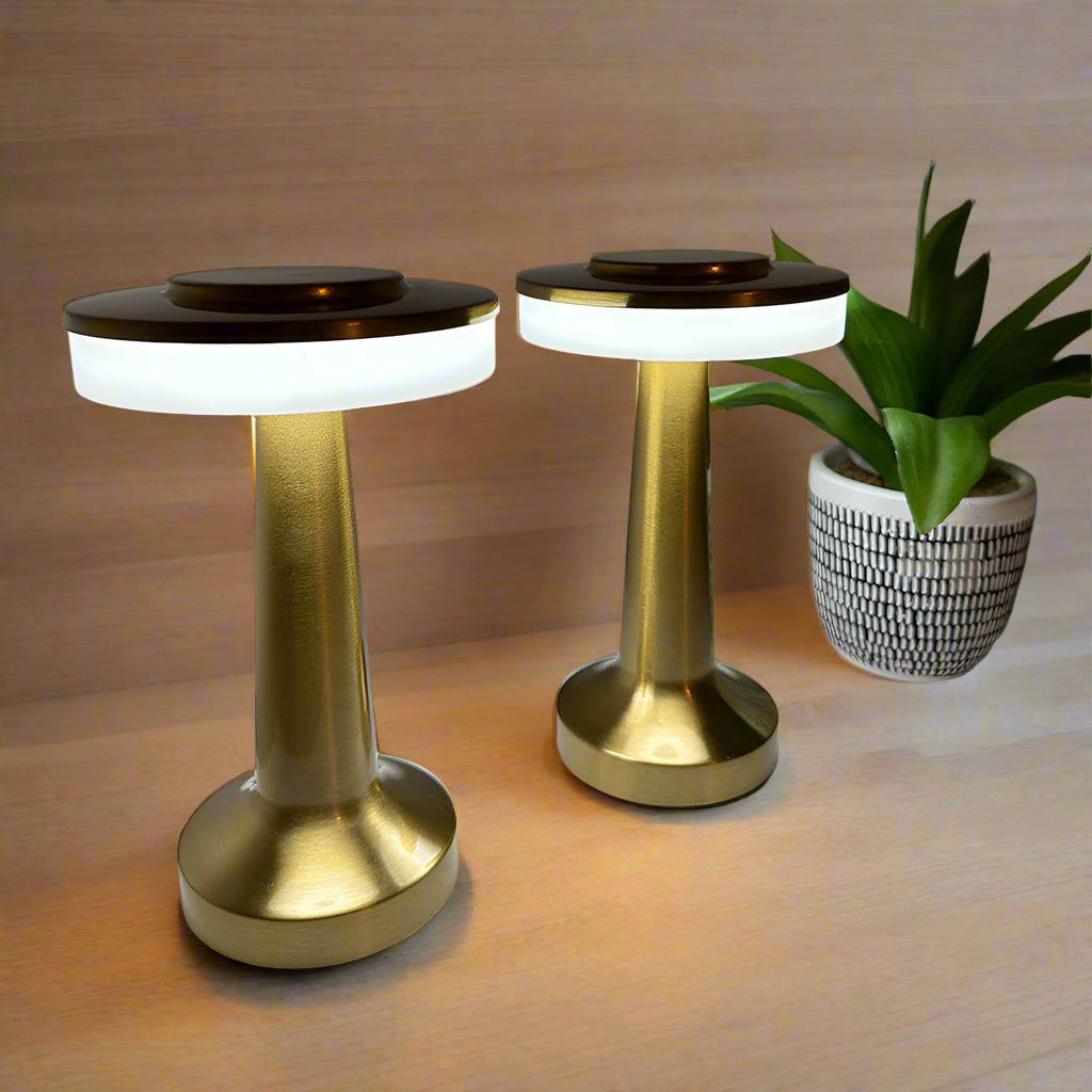 LumaGlow - Minimalist LED Table Lamp Circular White LED Top with Sleek Tapered Base | Bright Energy-Efficient Illumination for Desk, Bedside, or Accent Table | Clean Modern Design for Contemporary Interiors