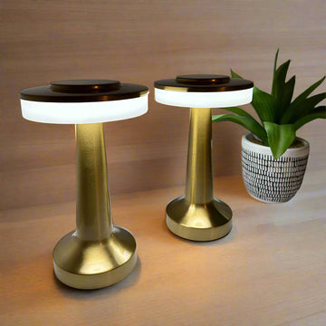 LumaGlow - Minimalist LED Table Lamp Circular White LED Top with Sleek Tapered Base | Bright Energy-Efficient Illumination for Desk, Bedside, or Accent Table | Clean Modern Design for Contemporary Interiors