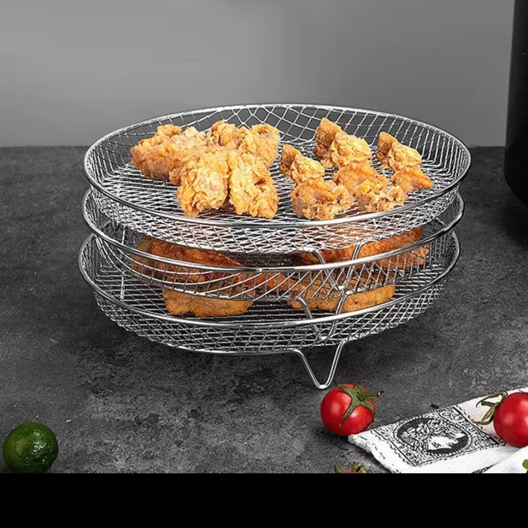 AirCrisp - Stackable Air Fryer Baskets Space-Saving Design for Cooking Multiple Items at Once | Durable Stainless Steel with Non-Stick Surface | Easy-to-Clean Dishwasher-Safe Accessory for Air Frying, Dehydrating, or Baking