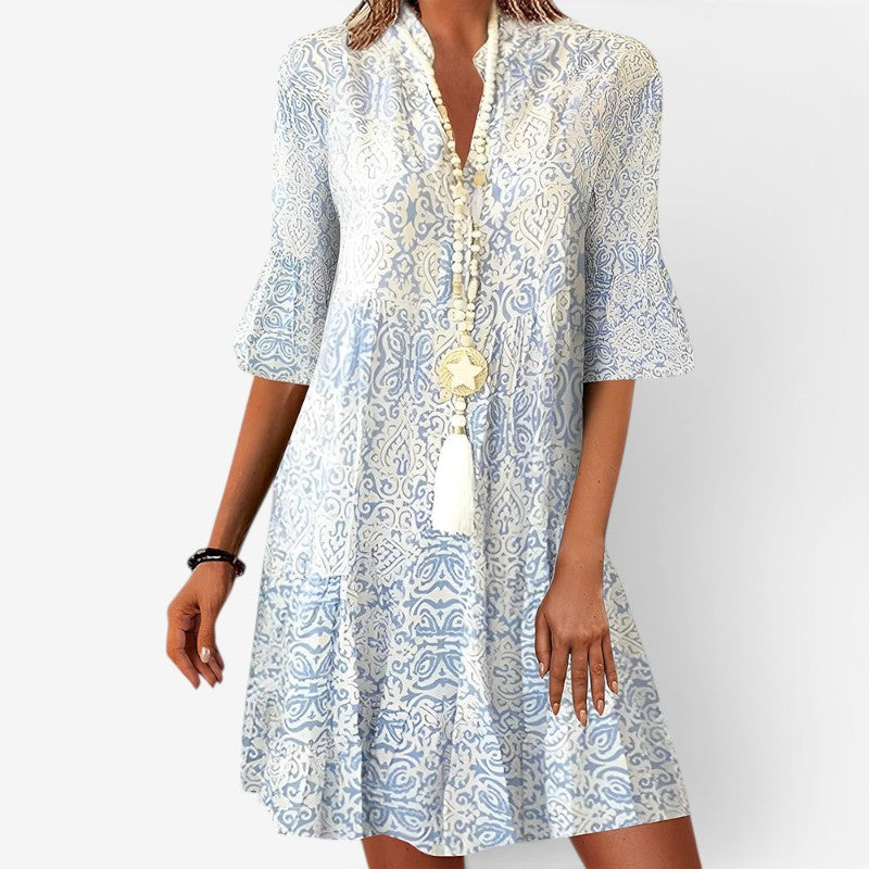 Women’s Flared Sleeve V-Neck Mini Dress