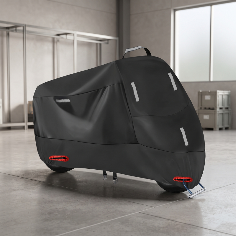 MotoShield - Motorkerékpár takaró fényvisszaverő csíkokkal és megerősített zárnyílásokkal