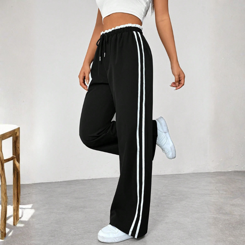 Women's Stylish Wide Leg Trousers with Adjustable Waist