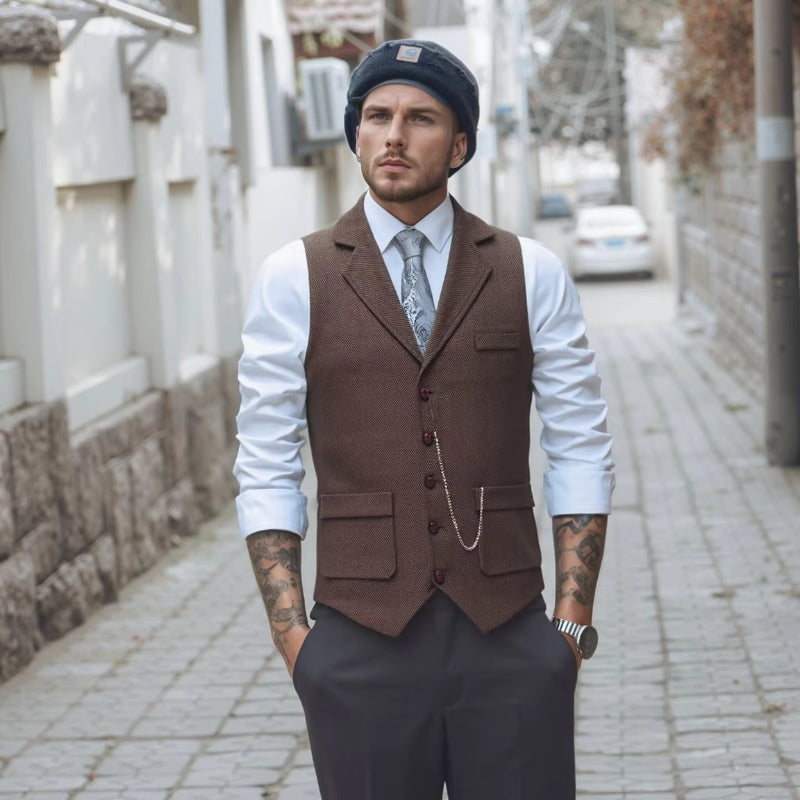Sleeveless Notched Collar Vest
