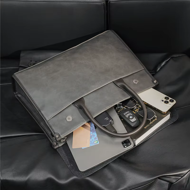 Premium Leather Briefcase with Adjustable Strap