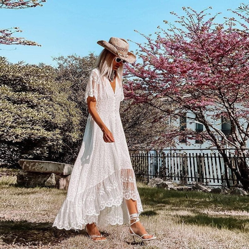 Women's V-Neck Short Sleeve Dress