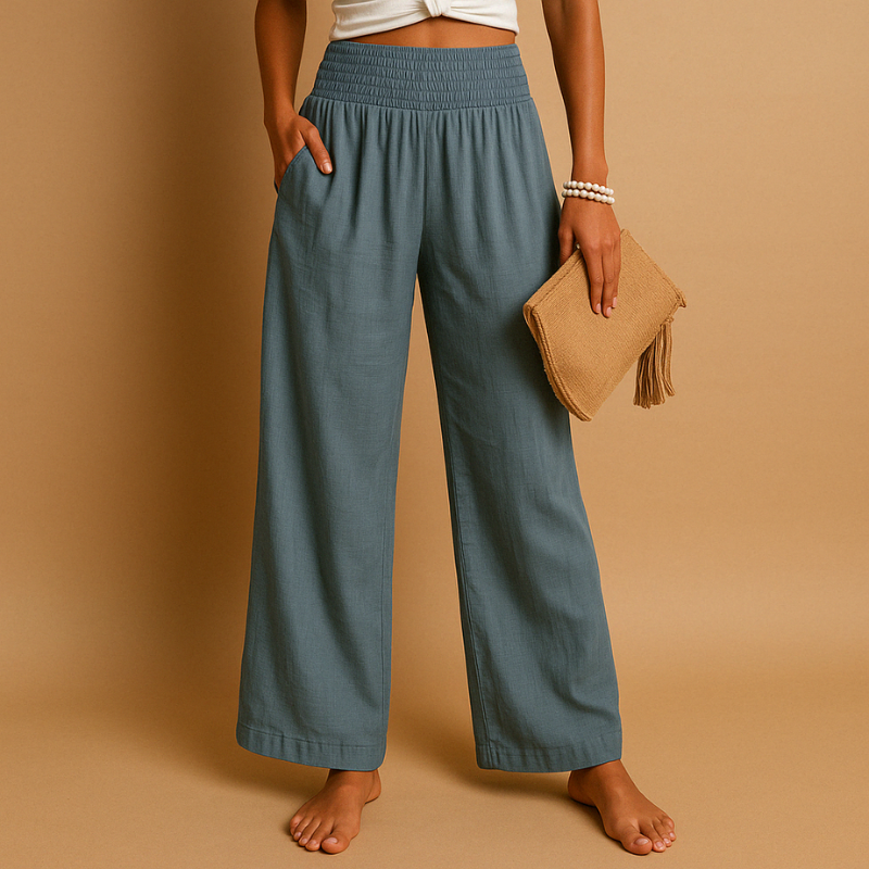 Women's Wide-Leg Casual Trousers with Elastic Waist