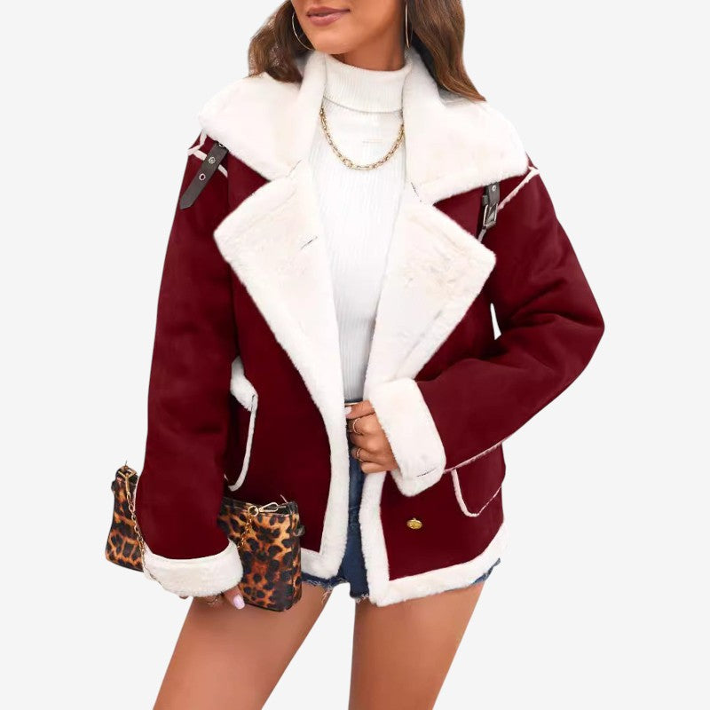Women’s Long Sleeve Coat with Notched Collar