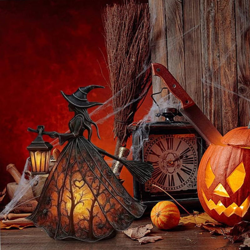 Charming Halloween Witch Lamp with LED Light