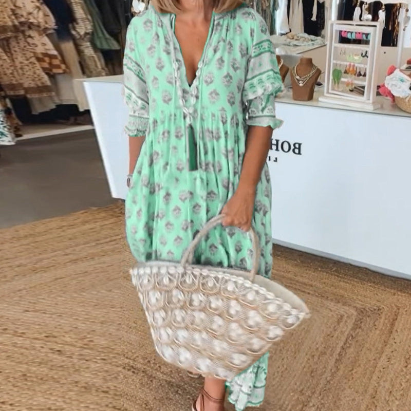 Floral V-Neck Summer Dress