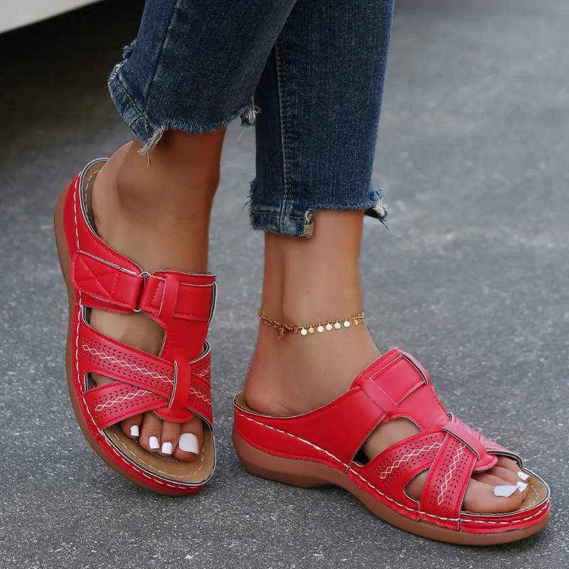 Women's Wedge Sandals with Velcro Strap