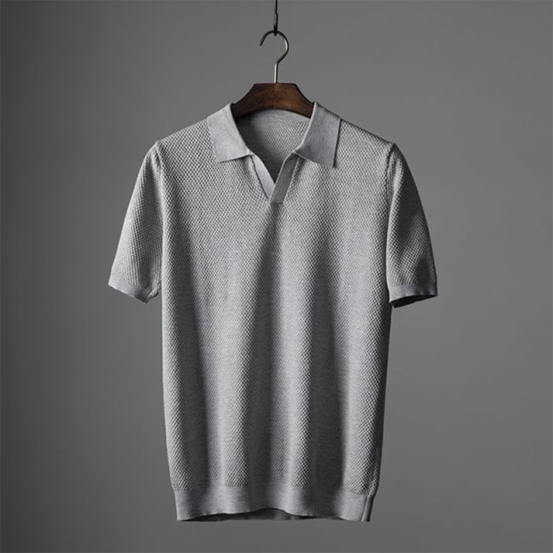 Men's Short Sleeve Polo Shirt with Turn Down Collar