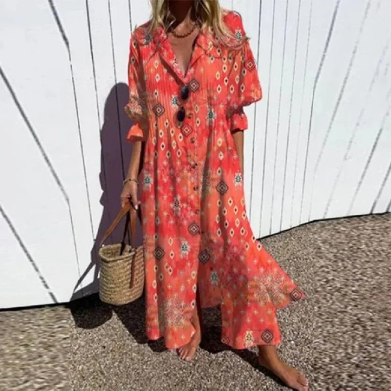 Women’s Floral Long Sleeve Loose Fit Dress