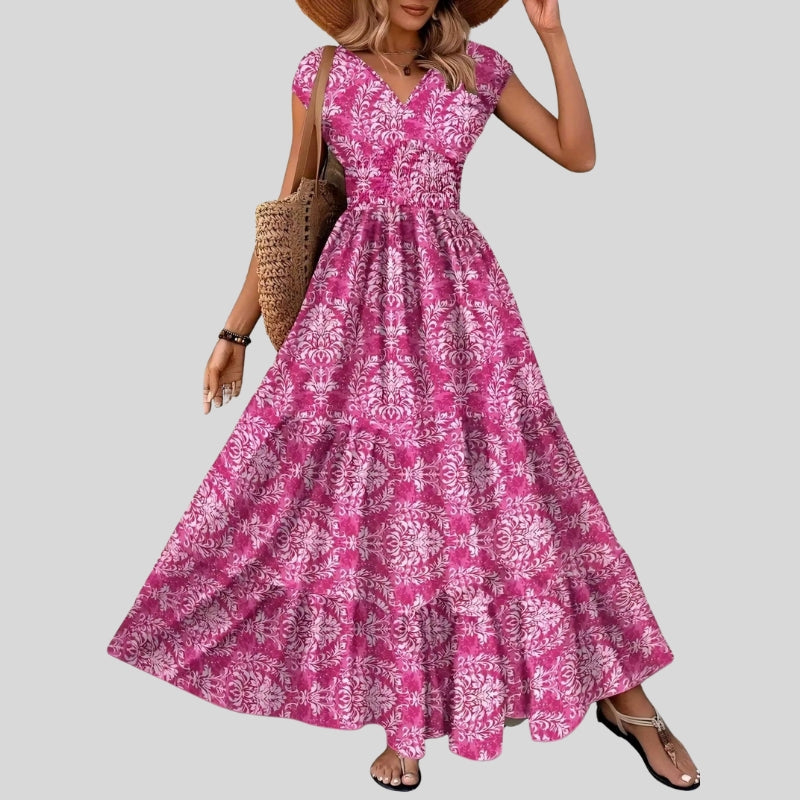 Women’s Sleeveless V-Neck Patterned Maxi Dress