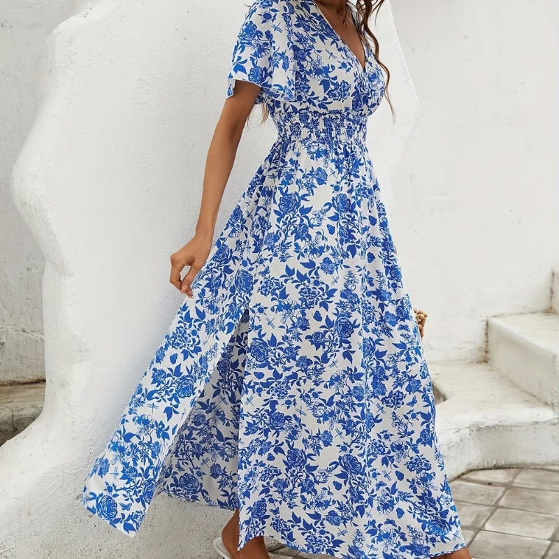 Women’s Printed V-Neck Maxi Dress