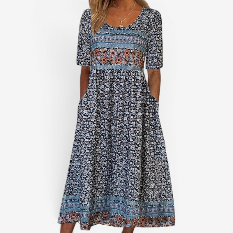 Women’s Printed Square Neck Midi Dress
