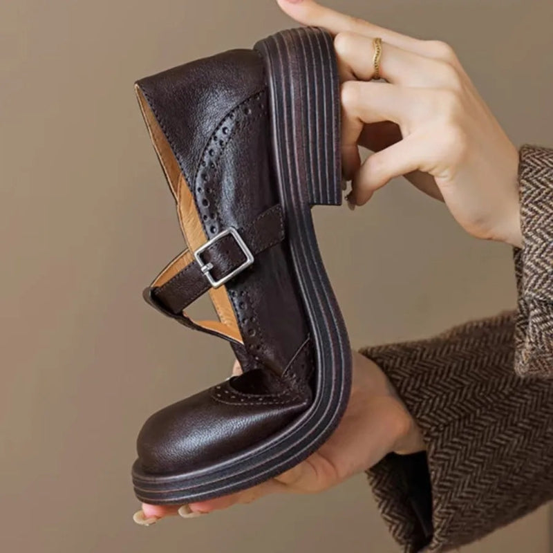 Women’s Round-Toe Buckle Shoes
