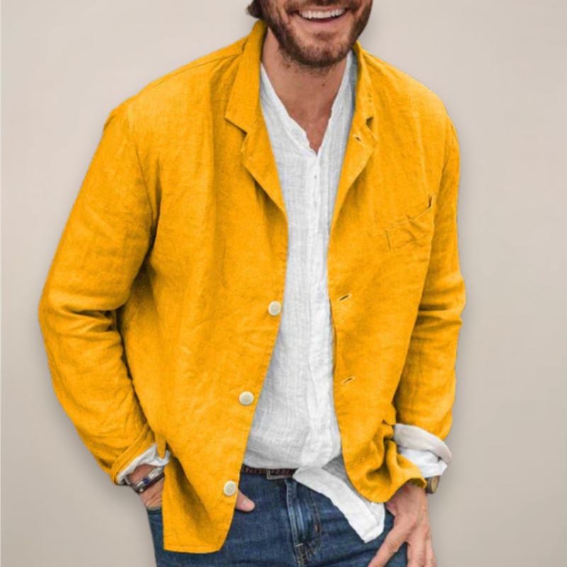 Men's Long Sleeve Button Front Shirt with Chest Pocket