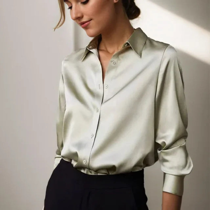 Women’s Button-Front Satin Blouse