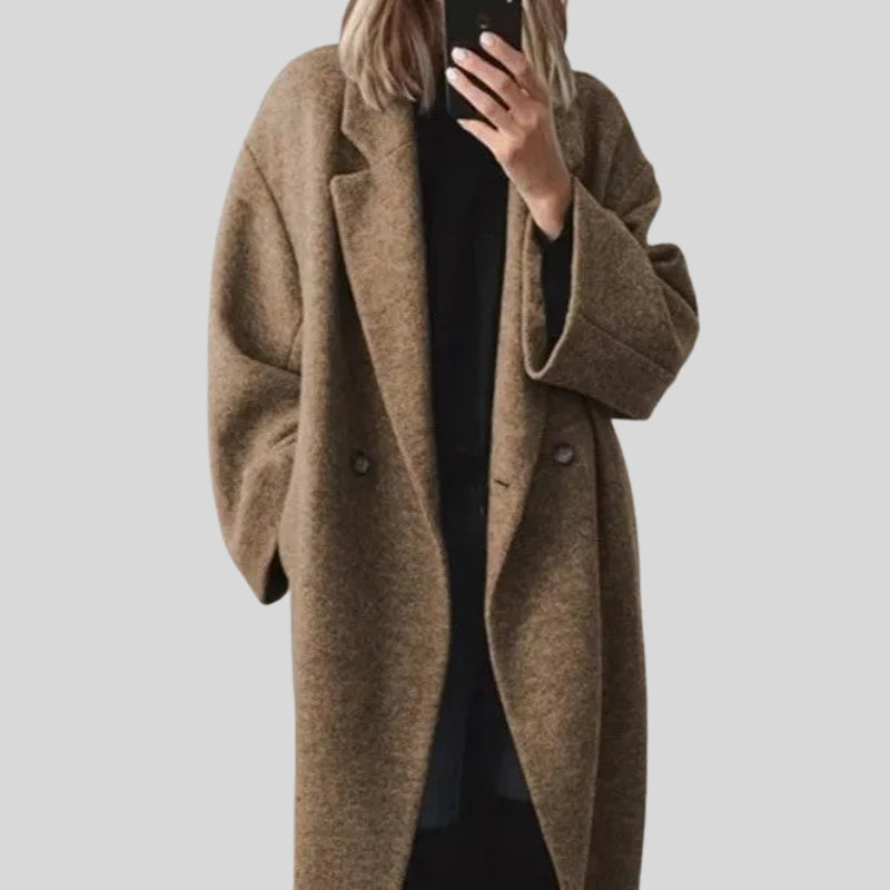 Women’s Long Button-Up Coat with Pockets