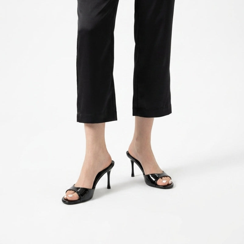 Women's Round Toe High Heel Sandals with Smooth Finish