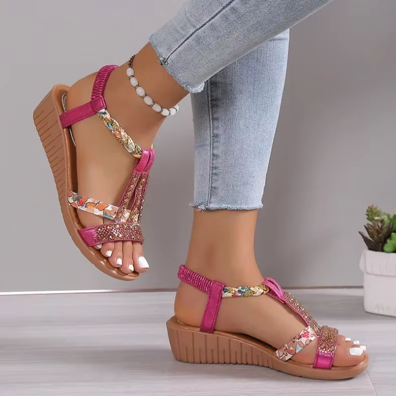 Ladies Wedge Sandals with Pearl Details