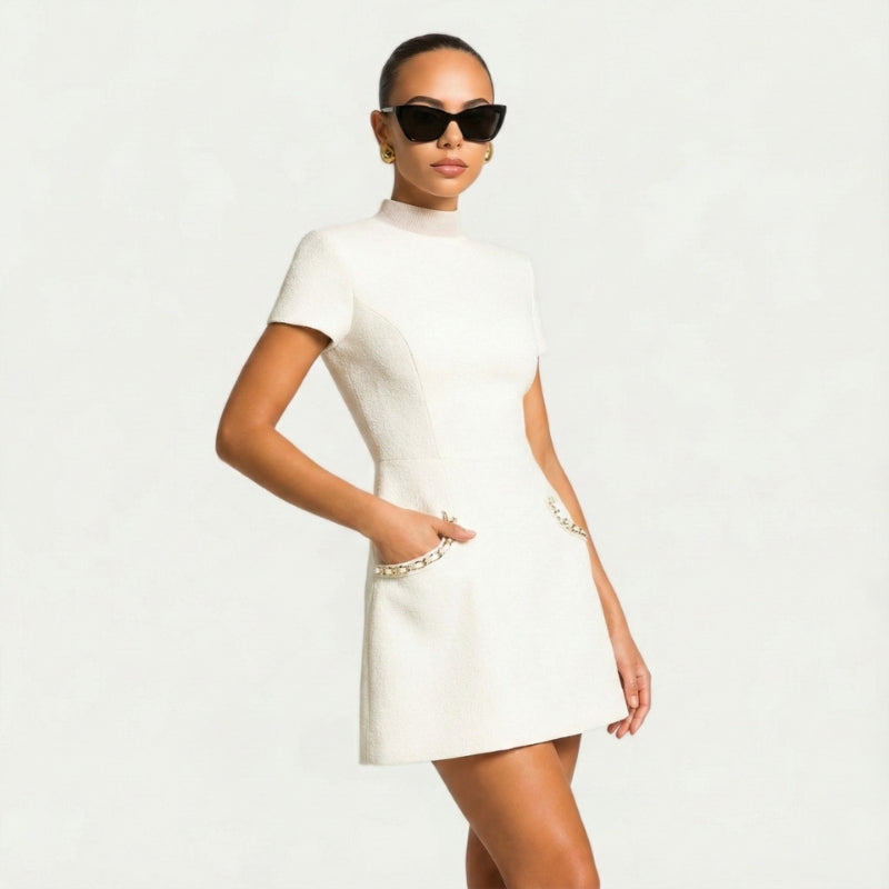 Beaded Trim Mini Dress