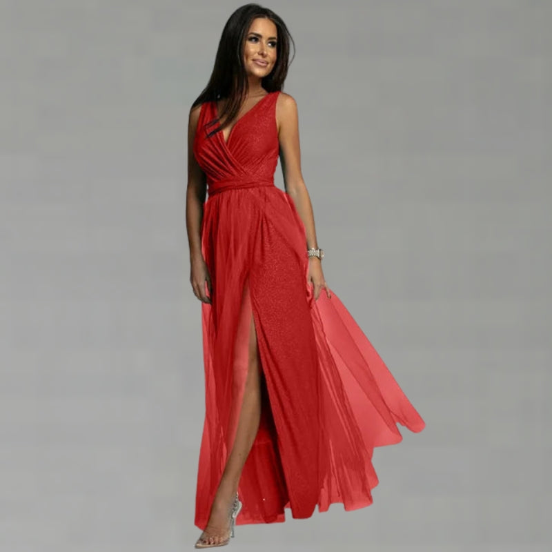 V-Neck Sleeveless Maxi Dress