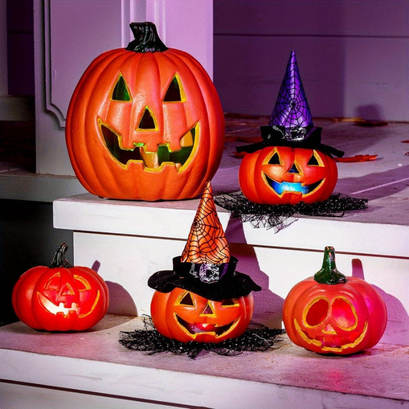Illuminated Pumpkin Decor Set for Halloween