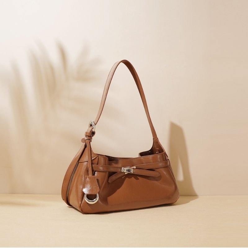 Shoulder Bag with Clasp and Zipper for Women