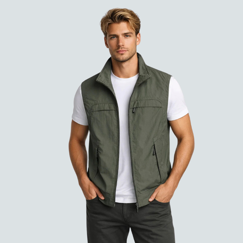 Men's Utility Vest with Stand-Up Collar