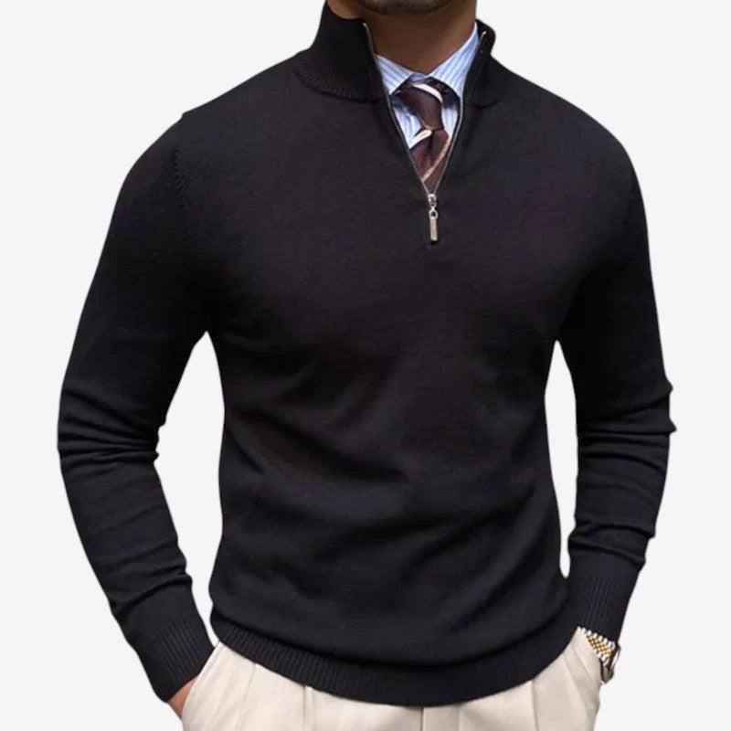 Premium Men's Stand Collar Quarter Zip Sweater