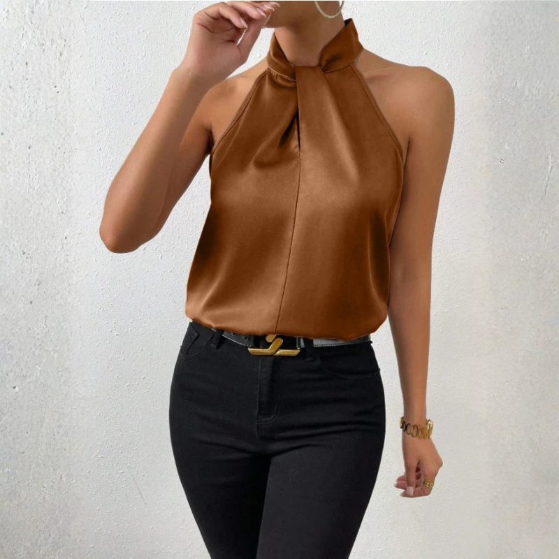 Elegant Women's Sleeveless High Neck Blouse