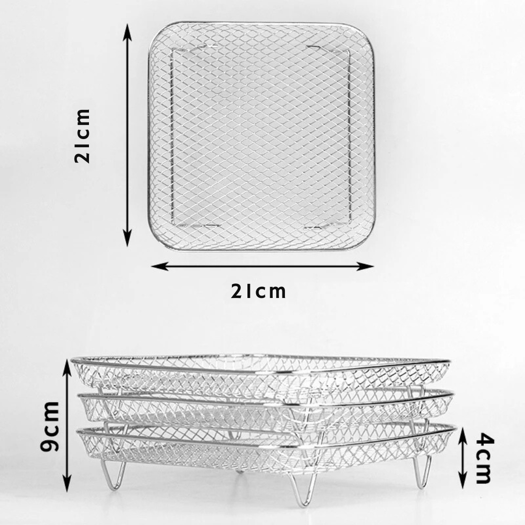 AirCrisp - Stackable Air Fryer Baskets Space-Saving Design for Cooking Multiple Items at Once | Durable Stainless Steel with Non-Stick Surface | Easy-to-Clean Dishwasher-Safe Accessory for Air Frying, Dehydrating, or Baking