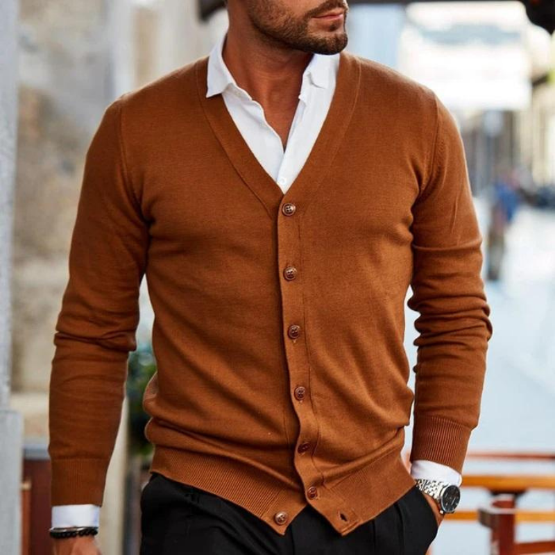 Men’s Long Sleeve Button Neck Cardigan