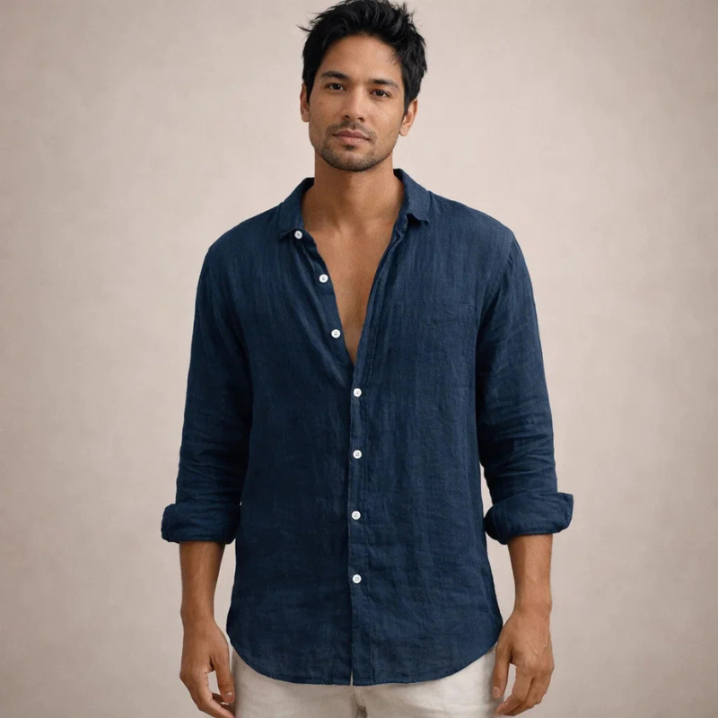 Men's Long Sleeve Shirt with Button Closure