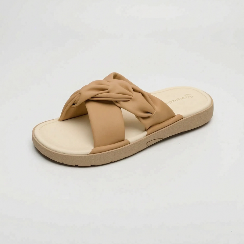 Women's Slip-On Slippers with Cross Straps
