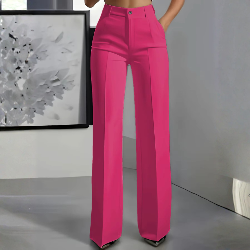 Chic Women's High Waisted Straight Leg Pants