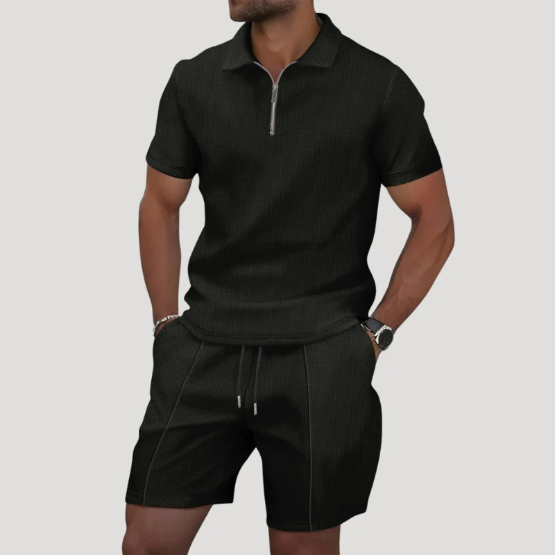 Men's Short Sleeve Polo and Shorts Matching Set