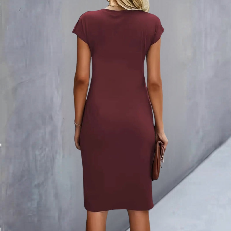 Crew Neck Short Sleeve Midi Dress