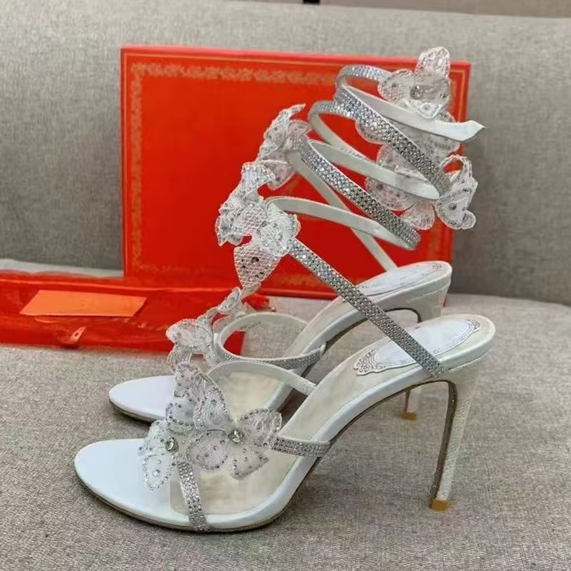 Elegant High Heeled Sandals with Pointed Toe