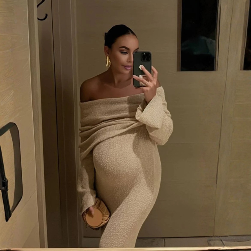 Off-Shoulder Maternity Maxi Dress