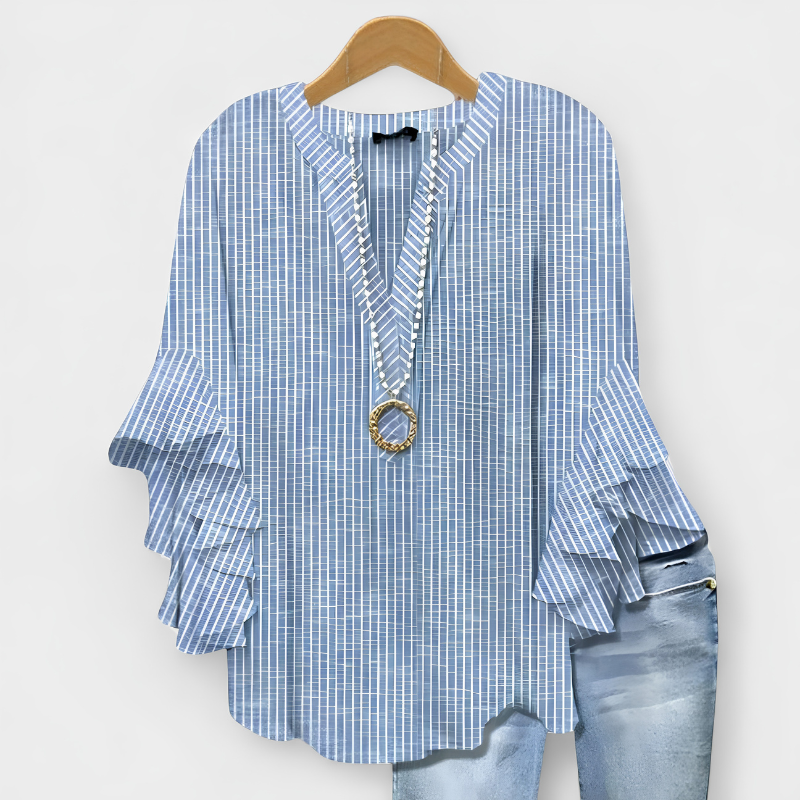 Stylish Women's Printed Blouse with Deep V Neck