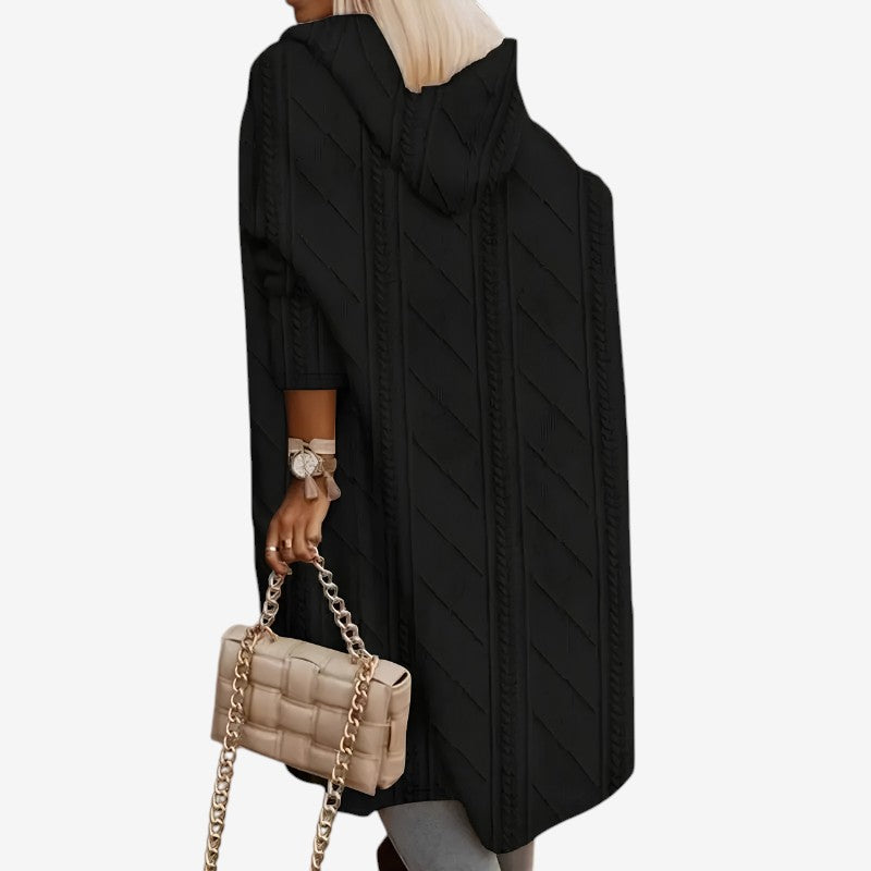 Stylish Hooded Cable Knit Cardigan for Women