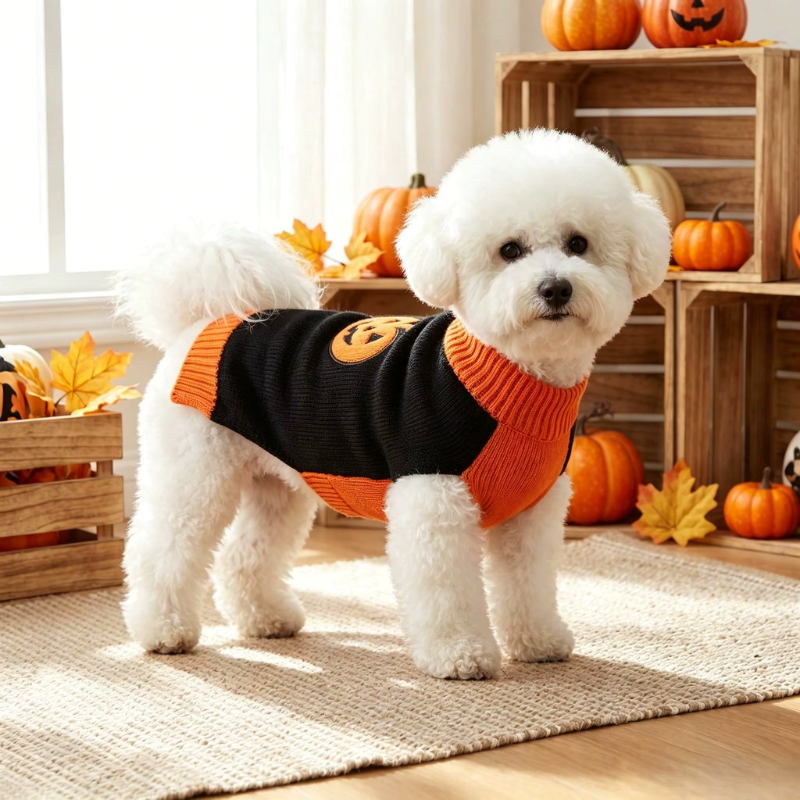 CozyGourd - Cozy Pumpkin Dog Sweater For Halloween