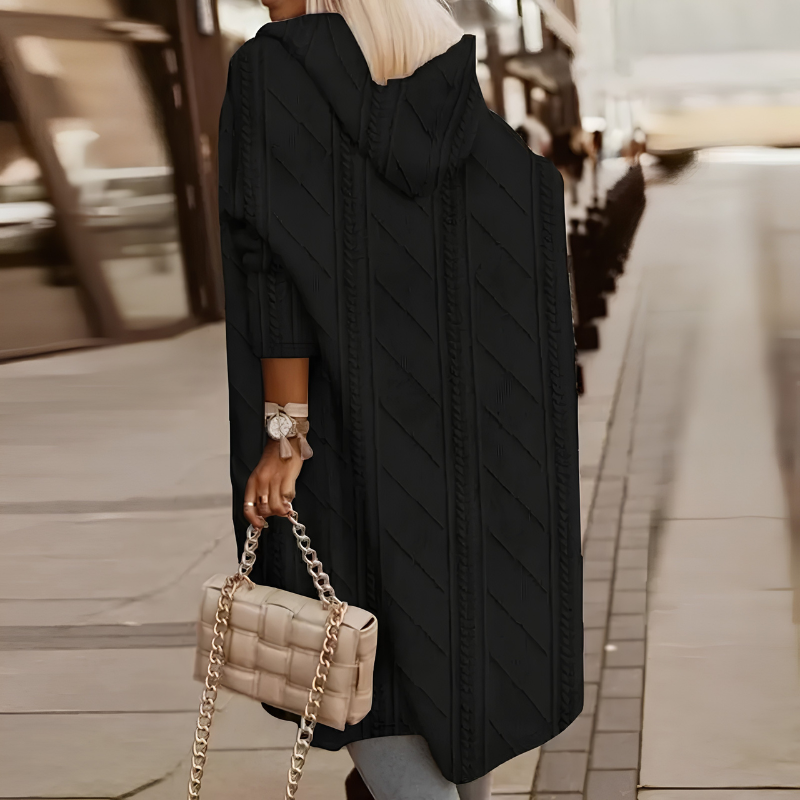 Stylish Hooded Cable Knit Cardigan for Women