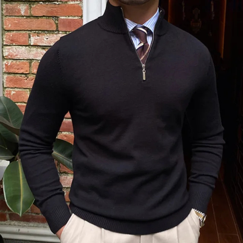 Premium Men's Stand Collar Quarter Zip Sweater